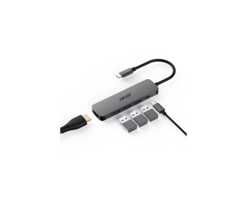 Acer 5in1 Type C Dongle Alámbrico USB 3.2 Gen 1 (3.1 Gen 1) Type-C Plata
