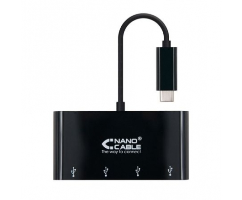 ADAPTADOR NANOCABLE USB TIPO-C A 4XUSB 3.0 HEMBRA 25CM NEGRO 10.16.4401-BK