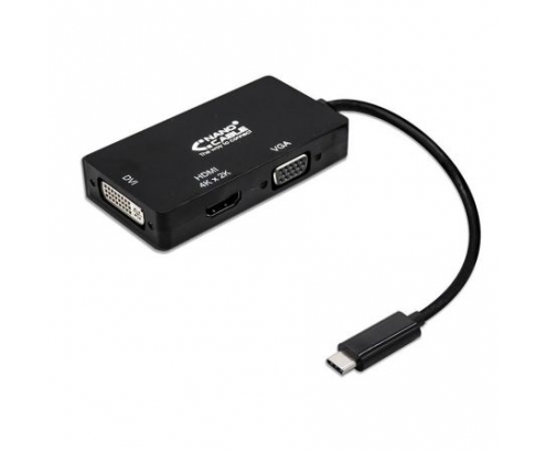 ADAPTADOR NANOCABLE USB TIPO-C MACHO A VGA DVI HDMI 4K HEMBRA 10CM NEGRO 10.16.4301-BK