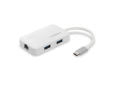 ADAPTADOR USB C M A 3 USB A H + ETHERNET RJ45 H EDIMAX BLANCO EU-4308