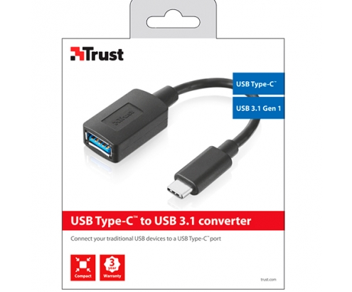 ADAPTADOR USB C M A USB A H TRUST NEGRO 20967