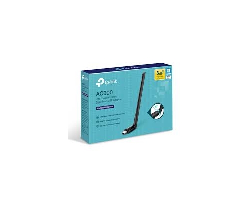 ADAPTADOR USB DOBLE BANDA TP-LINK AC600 200MB EN 2.4GHZ Y 433MB EN 5GHZ USB2.0 CON ANTENA DE ALTA GANANCIA 5DBI ARCHER T600U PLUS
