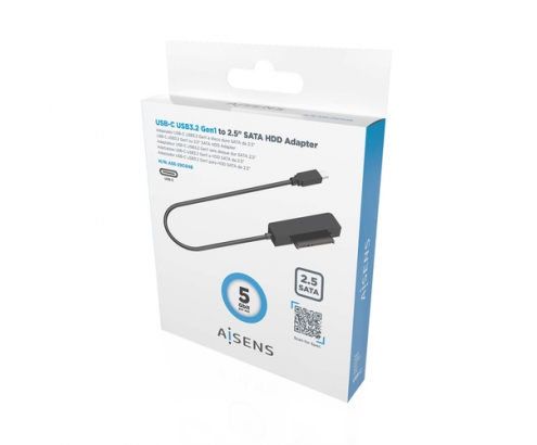 AISENS Adaptador SATA a USB-C USB3.0/USB3.1 Gen1 para Discos Duros 2.5â€³, Negro