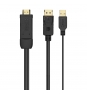AISENS Cable Conversor Activo HDMI 2.0 + USB Alim. a DISPLAYPORT V1.2, HDMI/M-USB/M-DP/M, Negro, 1.8M