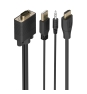 AISENS Cable Conversor HDMI a SVGA+Audio, HDMI A/M-SVGA/M+Jack 3.5/M+USB-A/M, Negro, 1.5m