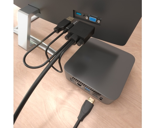 AISENS Cable Conversor HDMI a SVGA+Audio, HDMI A/M-SVGA/M+Jack 3.5/M+USB-A/M, Negro, 1.5m