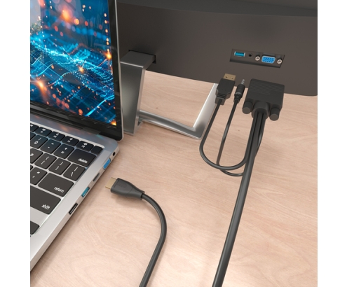 AISENS Cable Conversor HDMI a SVGA+Audio, HDMI A/M-SVGA/M+Jack 3.5/M+USB-A/M, Negro, 2.0m