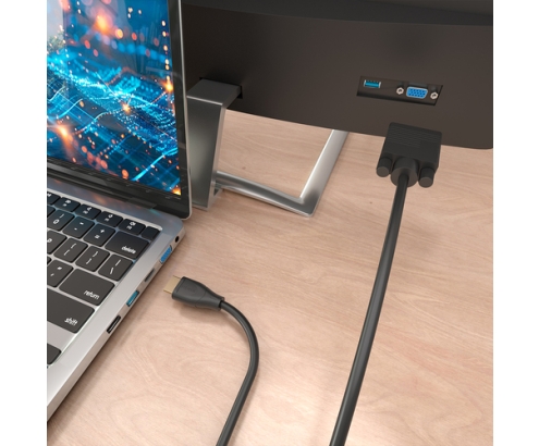 AISENS Cable Conversor HDMI a SVGA, HDMI A/M-SVGA/M, Negro, 1.0m