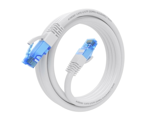 AISENS Cable De Red Latiguillo RJ45 Cat.6 UTP AWG26 CCA, Blanco, 3.0 m