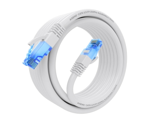 AISENS Cable De Red Latiguillo RJ45 Cat.6 UTP AWG26 CCA, Blanco, 5.0 m