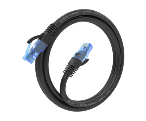 AISENS Cable De Red Latiguillo RJ45 Cat.6 UTP AWG26 CCA, Negro, 1.0 m