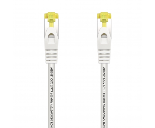 AISENS Cable De Red Latiguillo RJ45 LSZH Cat.7 600 MHz S/FTP PIMF AWG26, Blanco, 25 cm