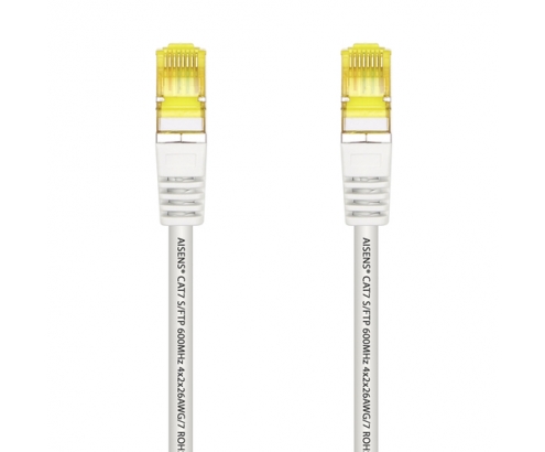 AISENS Cable De Red Latiguillo RJ45 LSZH Cat.7 600 MHz S/FTP PIMF AWG26, Blanco, 25 cm