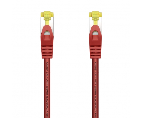 AISENS Cable De Red Latiguillo RJ45 LSZH Cat.7 600 MHz S/FTP PIMF AWG26, Rojo, 0.5 m