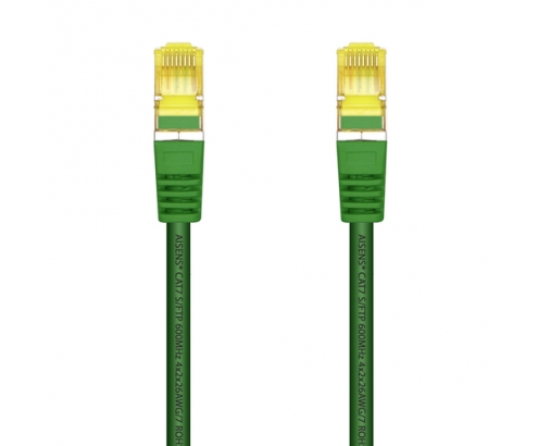 AISENS Cable De Red Latiguillo RJ45 LSZH Cat.7 600 MHz S/FTP PIMF AWG26, Verde, 0.5 m