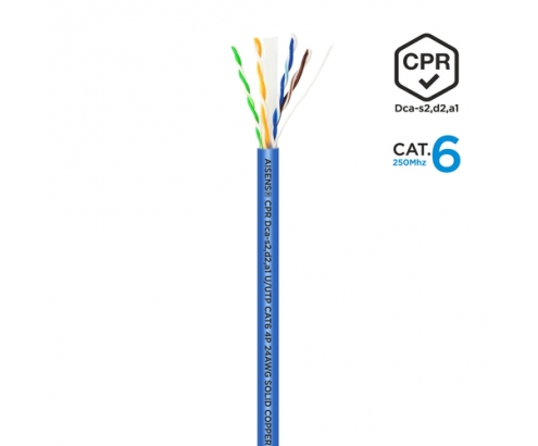 AISENS Cable de Red RJ45 LSZH CPR Dca CAT.6 UTP AWG24, Azul, 305 m