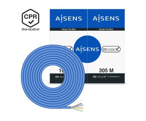 AISENS Cable de Red RJ45 LSZH CPR Dca CAT.6 UTP AWG24, Azul, 305 m