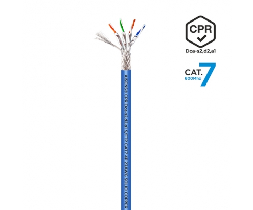 AISENS Cable de Red RJ45 LSZH CPR Dca CAT.7 600 MHZ S/FTP AWG23, Azul, 100 m