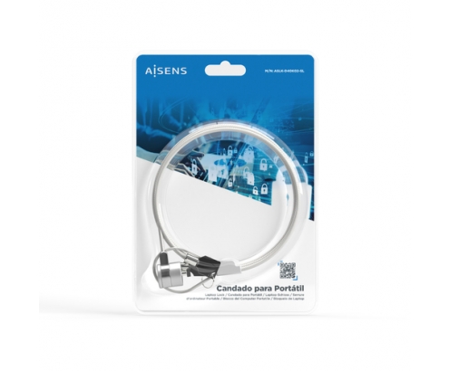 AISENS Cable de Seguridad con Cerradura de Llave para Ordenador, Monitor, Portatil 1.5 m
