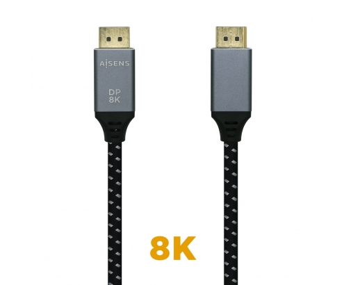Aisens Cable Displayport V1.4 8k 60hz macho a macho 1.5m gris negro