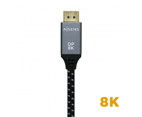 Aisens Cable Displayport V1.4 8k 60hz macho a macho 1.5m gris negro