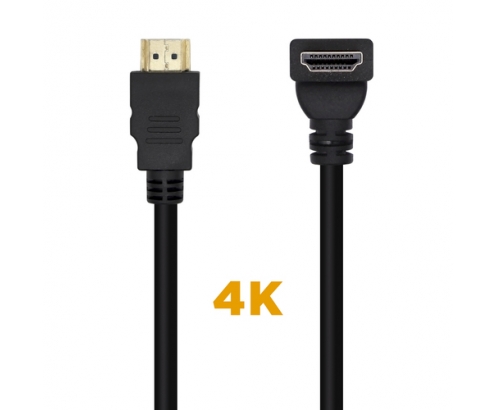AISENS Cable HDMI V2.0 Acodado Premium Alta Velocidad / HEC 4K@60Hz 18Gbps 2 m Negro