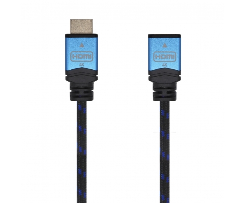 AISENS Cable HDMI V2.0 Prolongador Premium Alta Velocidad / HEC 4K@60Hz 18Gbps, A/M-A/H, Negro/Azul, 3.0m