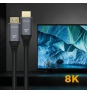 AISENS Cable HDMI V2.1 Ultra Alta Velocidad / HEC 8k@60Hz 48Gbps, A/M-A/M, 0,5 m Gris/Negro