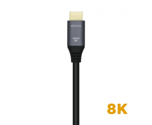 AISENS Cable HDMI V2.1 Ultra Alta Velocidad / HEC 8k@60Hz 48Gbps, A/M-A/M, 2 m Gris/Negro
