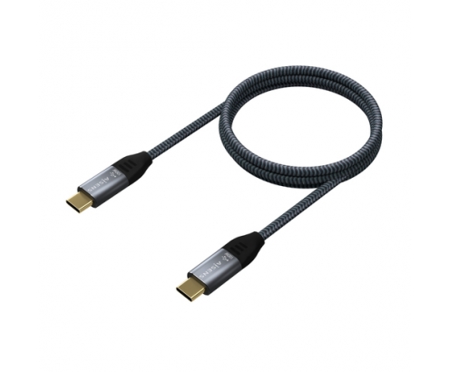 AISENS Cable USB 2.0 Aluminio 5A 100W E-Mark, USB-C/M-USB-C/M, Gris, 2.0M