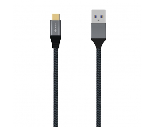 AISENS Cable USB 3.1 Gen2 Aluminio 10Gbps 3A, Tipo USB-C/M-A/M, Gris, 0.5M