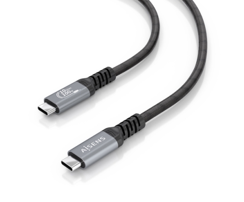 AISENS Cable USB 3.2 Gen2 Aluminio 10Gbps 8K@30Hz 5A 100W E-Mark, Tipo USB-C/M-USB-C/M, Negro, 5.0m