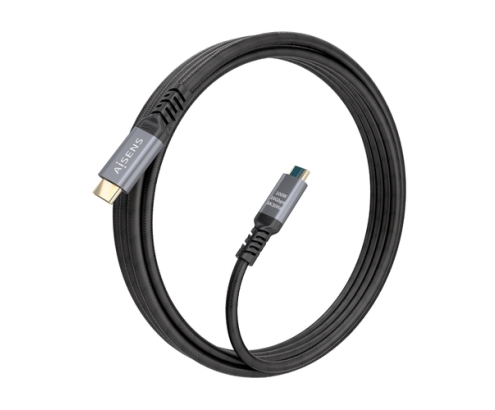 AISENS Cable USB 3.2 Gen2x2 Aluminio 20Gbps 8K@30Hz 5A 100W E-Mark, Tipo USB-C/M-USB-C/M, Negro, 3.0m