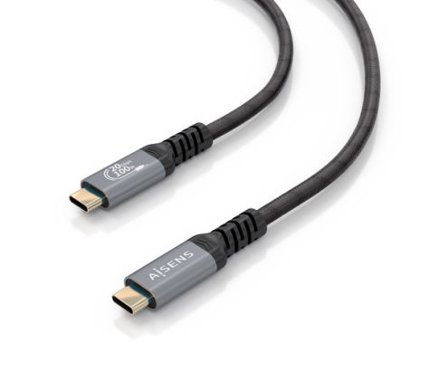 AISENS Cable USB 3.2 Gen2x2 Aluminio 20Gbps 8K@30Hz 5A 100W E-Mark, Tipo USB-C/M-USB-C/M, Negro, 3.0m