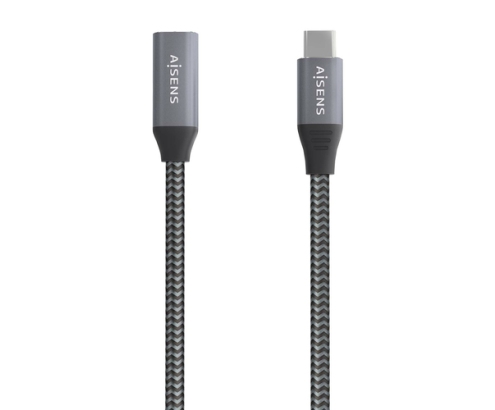 AISENS Cable USB 3.2 Gen2x2 Aluminio 20Gbps 8K@30Hz 5A 100W, Tipo USB-C/M-USB-C/H, Gris, 0.5 m