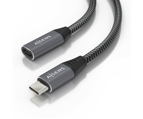 AISENS Cable USB 3.2 Gen2x2 Aluminio 20Gbps 8K@30Hz 5A 100W, Tipo USB-C/M-USB-C/H, Gris, 1.5 m