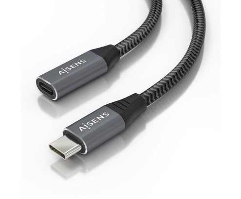 AISENS Cable USB 3.2 Gen2x2 Aluminio 20Gbps 8K@30Hz 5A 100W, Tipo USB-C/M-USB-C/H, Gris, 2.0 m