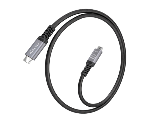 AISENS Cable USB4 Gen3x2 Aluminio 40Gbps 8K@60Hz 5A 48V 240W E-Mark, Tipo USB-C/M-USB-C/M, Negro, 1.0m