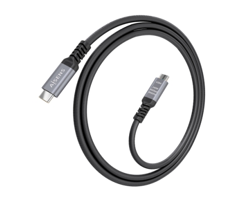 AISENS Cable USB4 Gen3x2 Aluminio 40Gbps 8K@60Hz 5A 48V 240W E-Mark, Tipo USB-C/M-USB-C/M, Negro, 1.5m