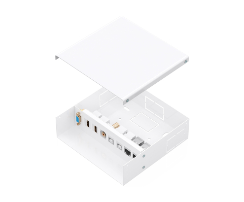 AISENS Caja de Conexiones VGA+Jack 3.5+2xHDMI+2xUSB-B+2xRJ45 Cat.6A STP, Blanco