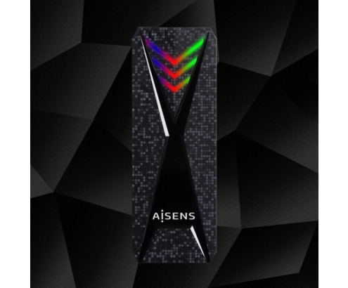 AISENS Caja Externa M.2 (NGFF) RGB Gaming ASM2-RGB013B NVMe a USB3.2 Gen2, Negra