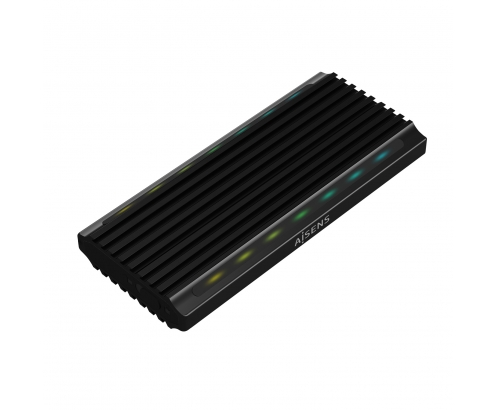 AISENS Caja Externa M.2 RGB Gaming ASM2-RGB012B SATA/NVMe A USB3.1 Gen2, Negra