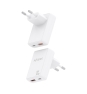 AISENS Cargador De Pared GaN Ultra Delgado 30W, 1xUSB-C PD3.0 QC4.0, 1xUSB-A QC3.0, Blanco
