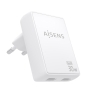 AISENS Cargador De Pared GaN Ultra Delgado 30W, 2xUSB-C PD3.0 QC4.0, Blanco