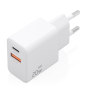 AISENS Cargador GaN 20W, 1xUSB-C PD3.0, 1xUSB-A QC3.0, Blanco