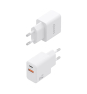 AISENS Cargador GaN 20W, 1xUSB-C PD3.0, 1xUSB-A QC3.0, Blanco