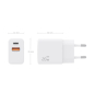 AISENS Cargador GaN 20W, 1xUSB-C PD3.0, 1xUSB-A QC3.0, Blanco