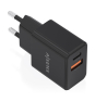 AISENS Cargador GaN 20W, 1xUSB-C PD3.0, 1xUSB-A QC3.0, Negro
