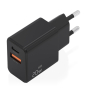 AISENS Cargador GaN 20W, 1xUSB-C PD3.0, 1xUSB-A QC3.0, Negro