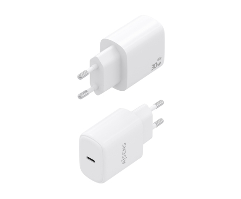 AISENS Cargador GaN 30W, 1xUSB-C PD3.0, Blanco
